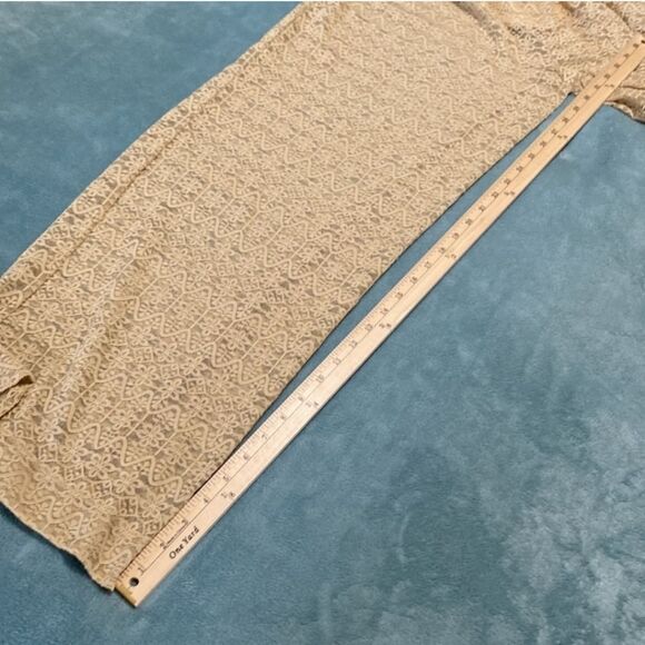 Beige / Nude Color Sheer Lace Palazzo Pants Size 12 - Picture 9 of 10